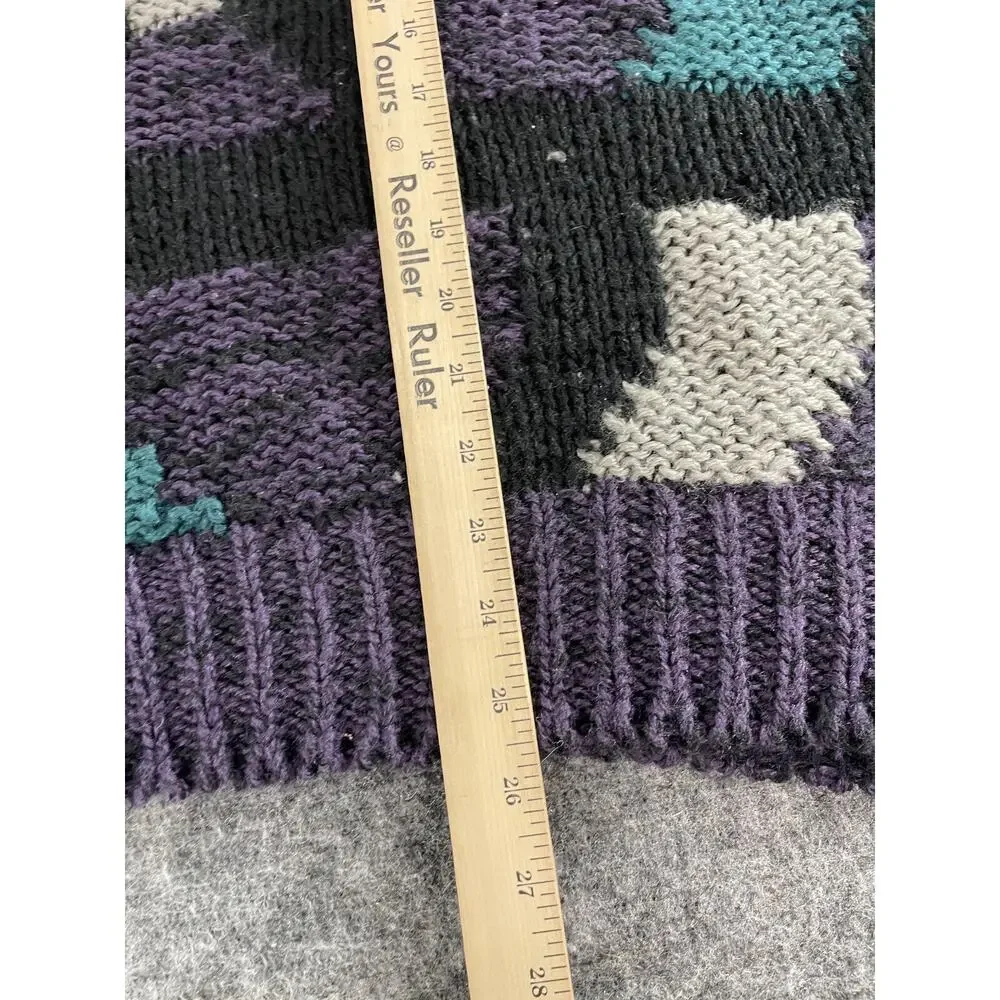 Sears Roebuck Sweater Mens Medium Vintage Hand Knit Pullover Purple N117